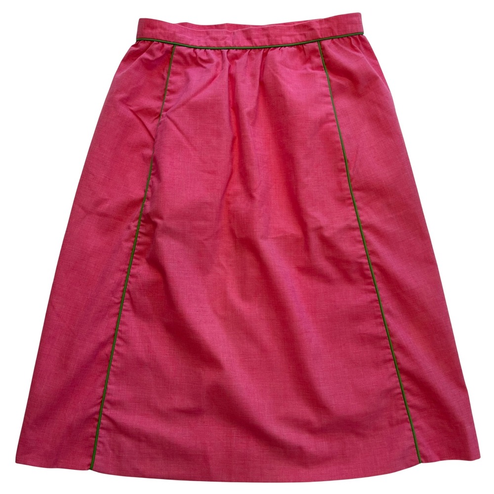 Sanibel Sport Vintage 70s Retro Preppy Pink Green A Line‎ Midi Skirt Size M